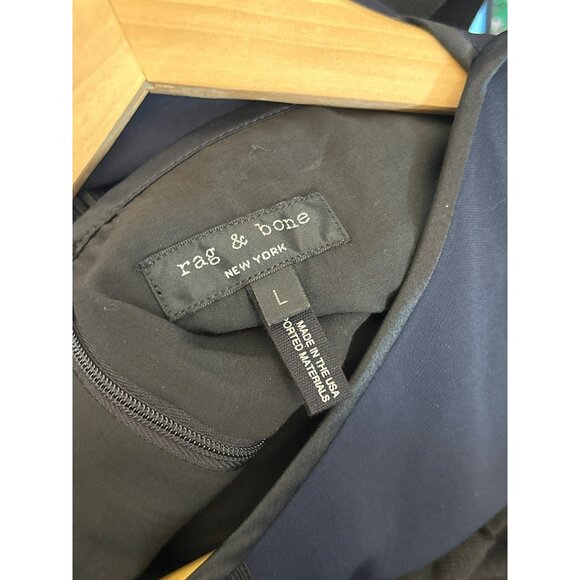 Rag & Bone Navy Black Avant Silk Blend Guard Salute Dant Top Large Minimalist - Picture 3 of 4